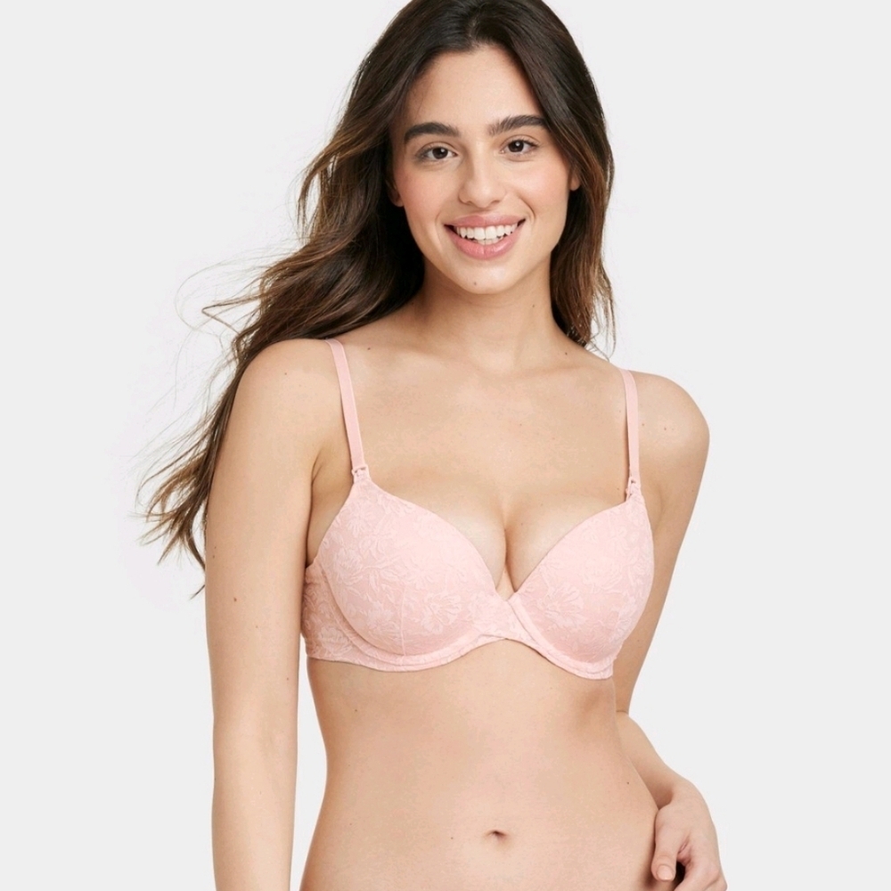 Women's Nursing Lace T-Shirt Bra - Auden Pink - Picture 2 of 9